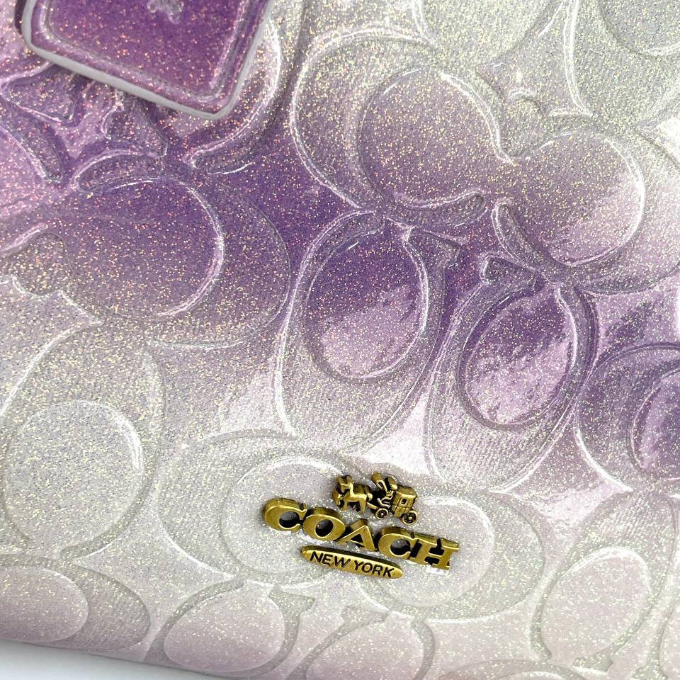 Coach Signature Gradient Glitter Satchel with Detachable Strap
