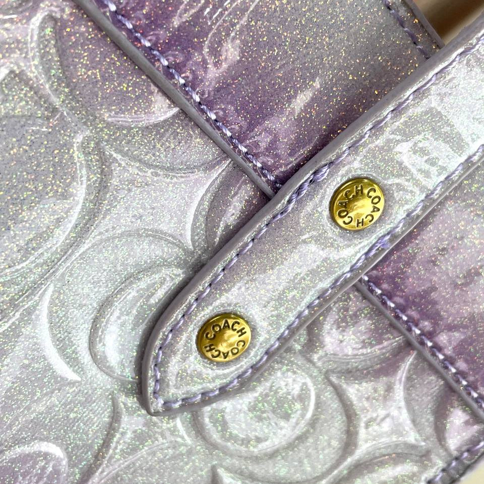 Coach Signature Gradient Glitter Satchel with Detachable Strap
