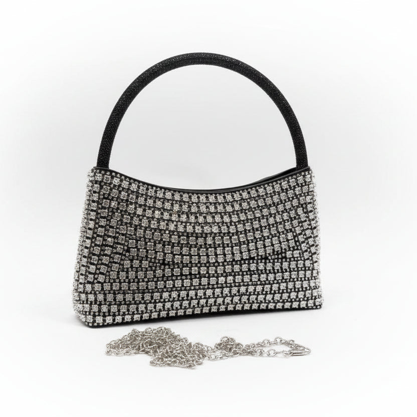 Silver Rhinestone Handbag with Crystal Top Handle 💎✨👜