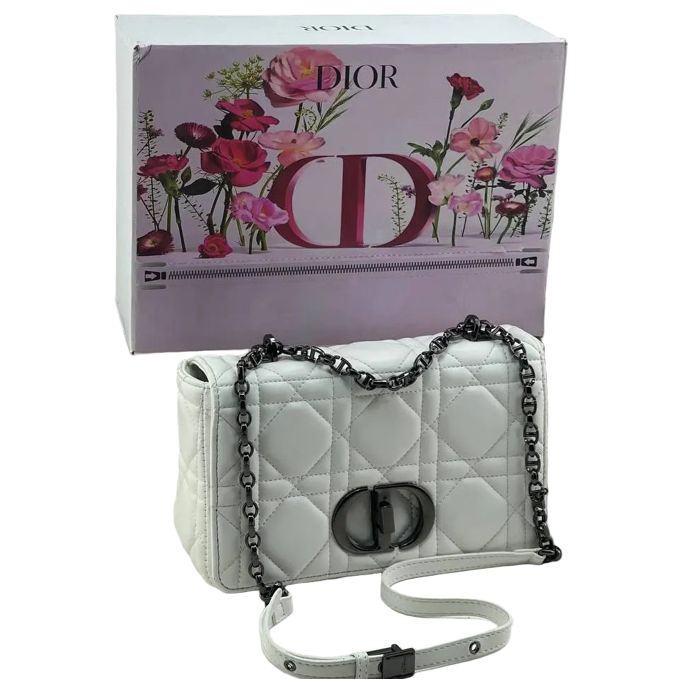 Dior White Quilted Cannage Leather Flap Bag with Dark Ruthenium Hardware 👜🌸✨