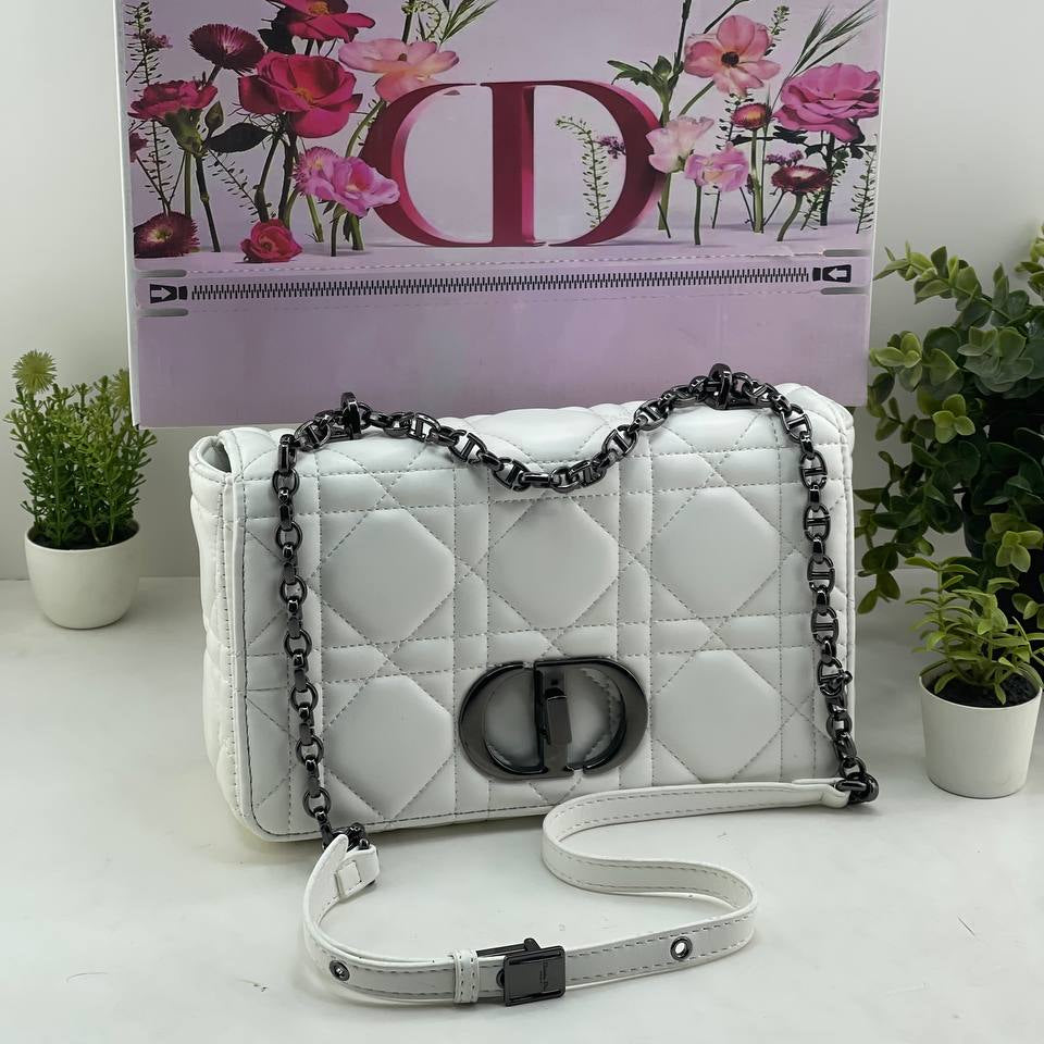 Dior White Quilted Cannage Leather Flap Bag with Dark Ruthenium Hardware 👜🌸✨