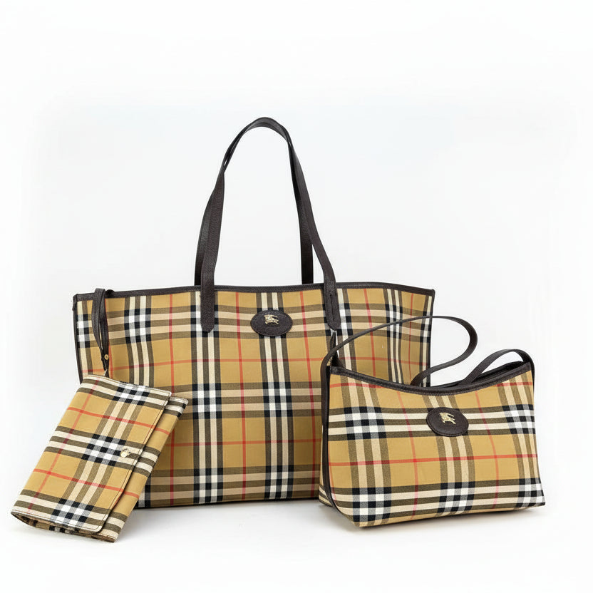 RURBERRY Beige & Brown Tote 👜 Classic Chic Style