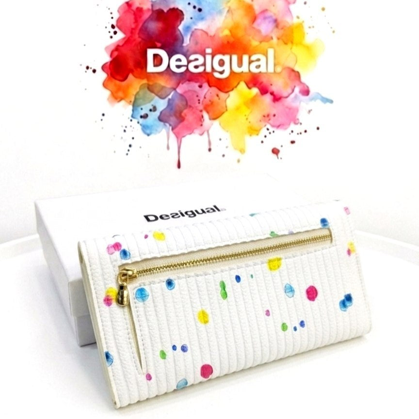 Desigual White Wallet w/ Colorful Dots 🌈👛