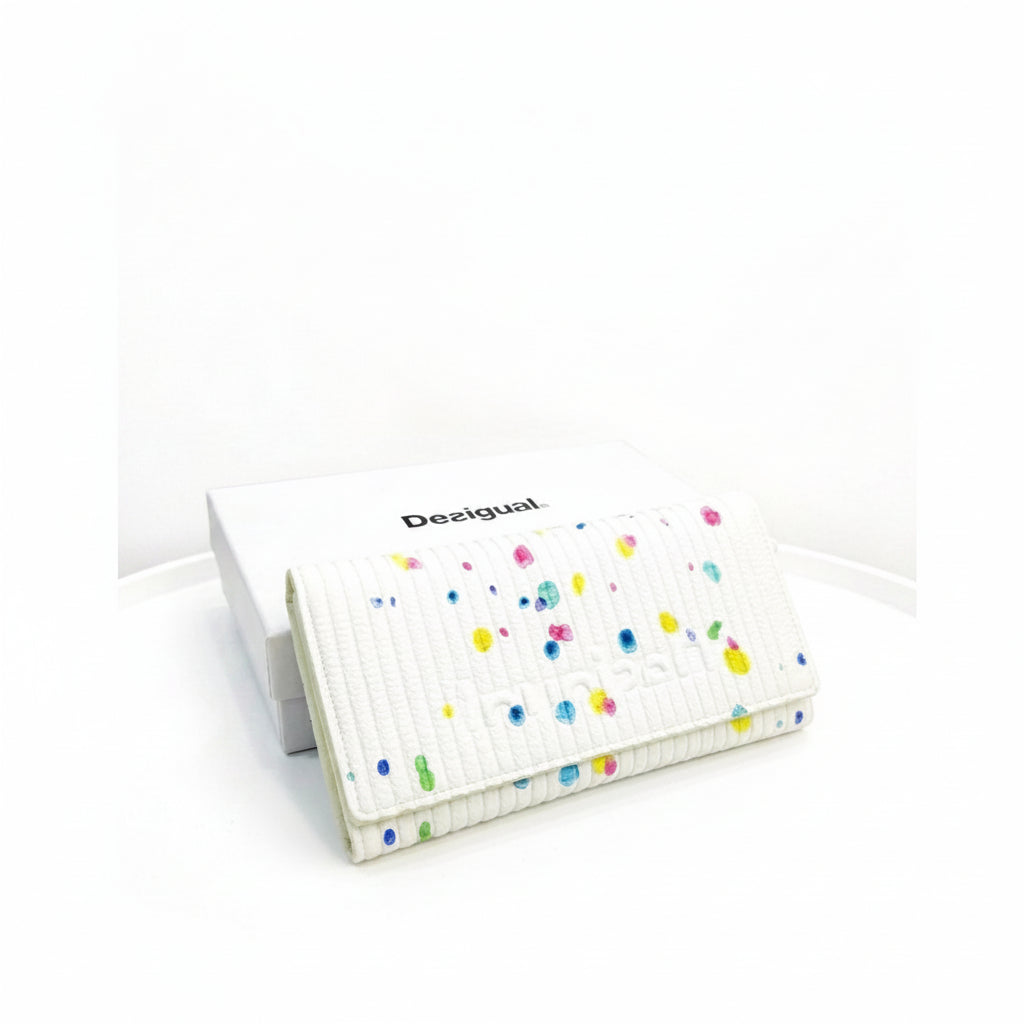Desigual White Wallet w/ Colorful Dots 🌈👛
