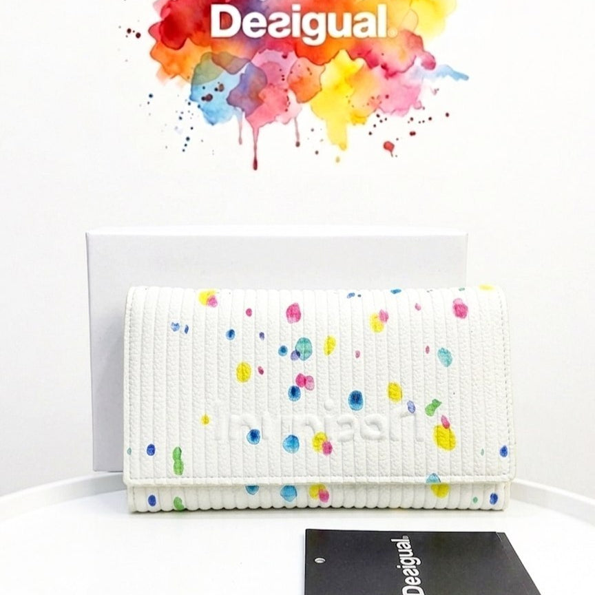 Desigual White Wallet w/ Colorful Dots 🌈👛