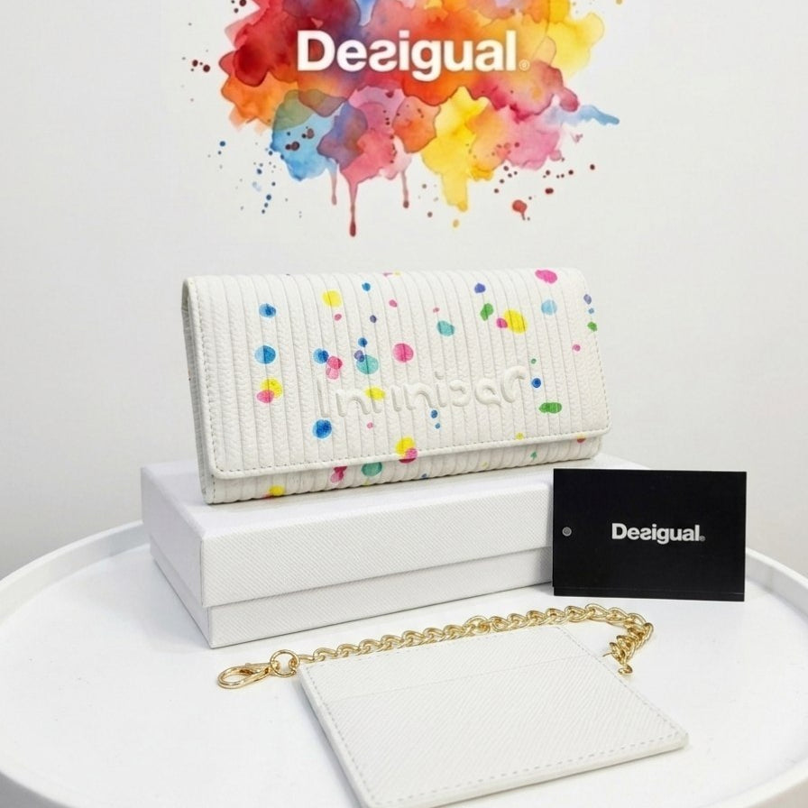 Desigual White Wallet w/ Colorful Dots 🌈👛