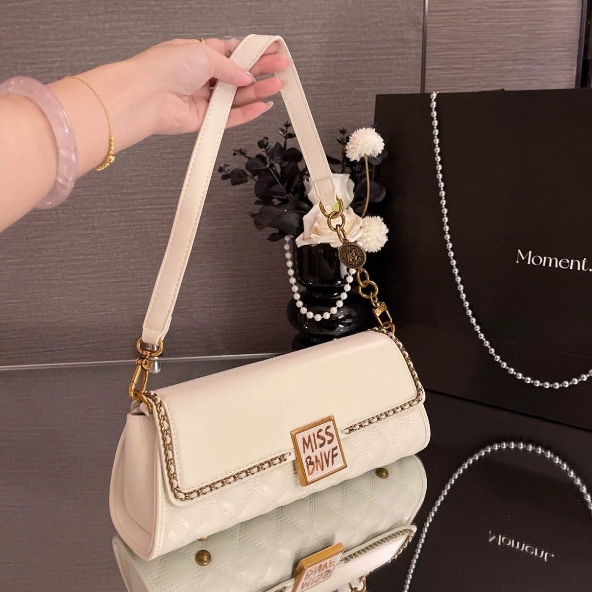 MISS BNVF Cream Quilted Bag 👜🤍