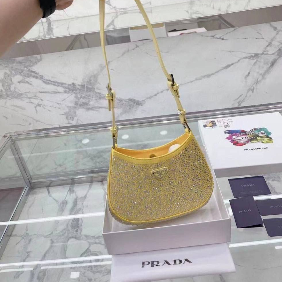 Prada Cleo Crystal Embellished Shoulder Bag in Radiant Red ✨👜