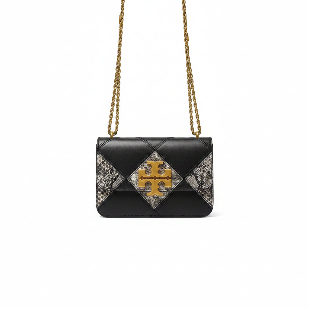 Tory Burch Quilted Snake Print Shoulder Bag with Gold Chain 🐍👜