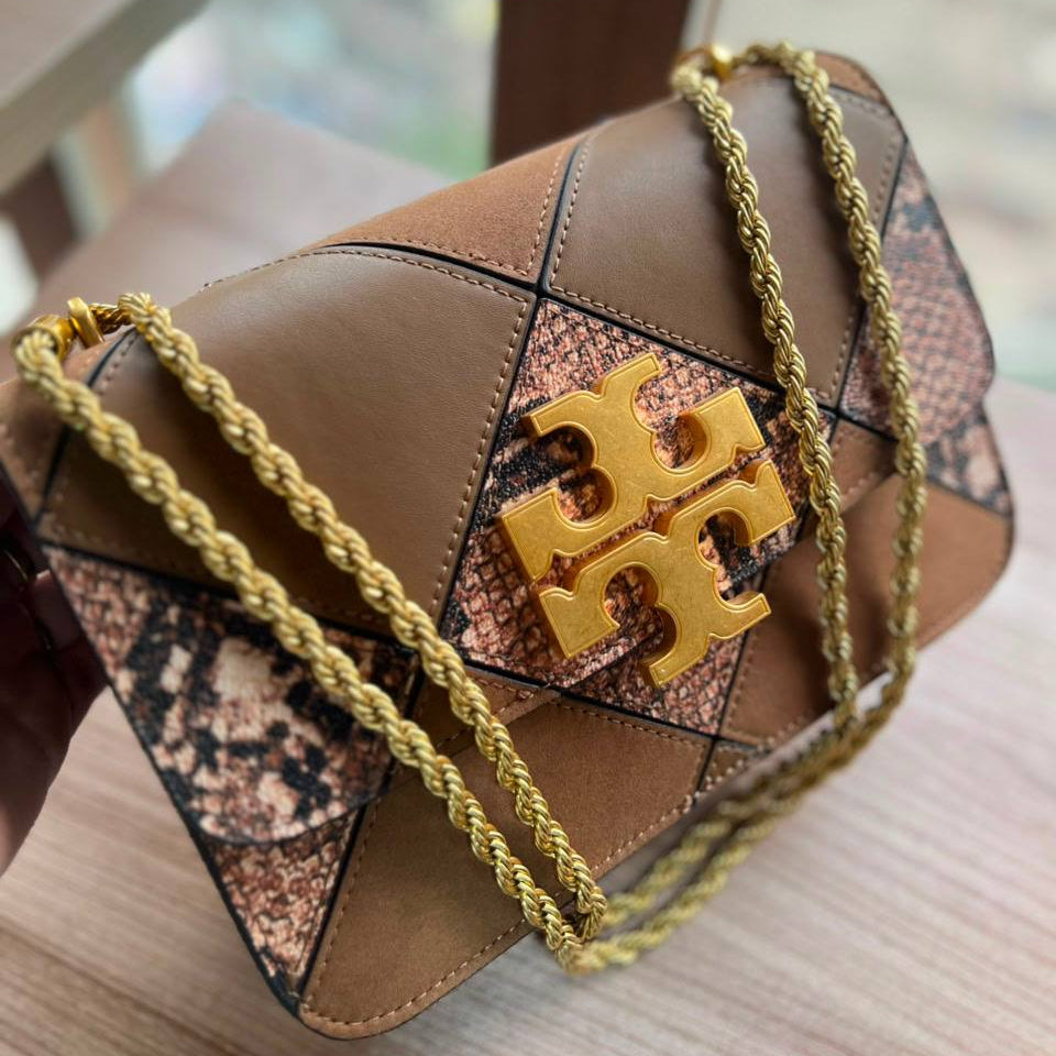 Tory Burch Quilted Snake Print Shoulder Bag with Gold Chain 🐍👜