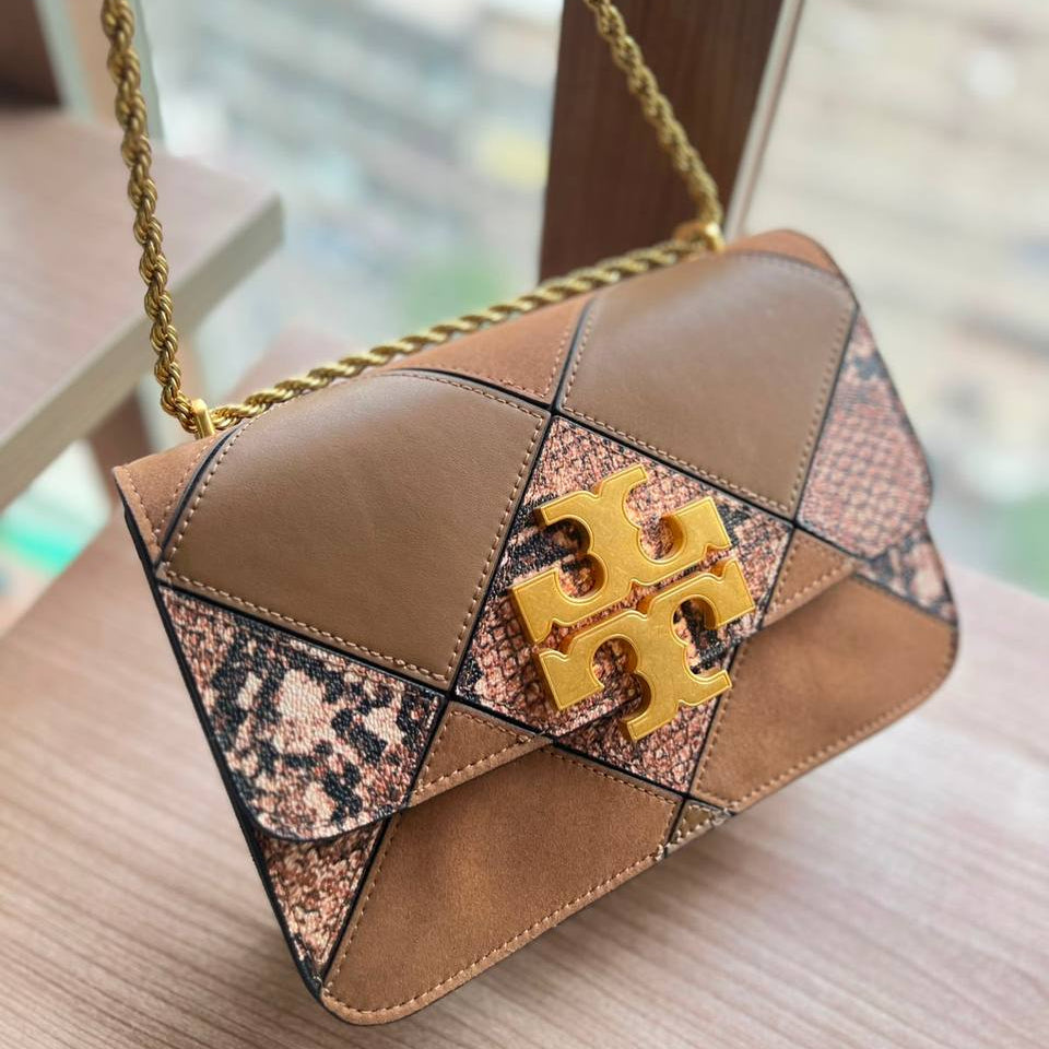 Tory Burch Quilted Snake Print Shoulder Bag with Gold Chain 🐍👜