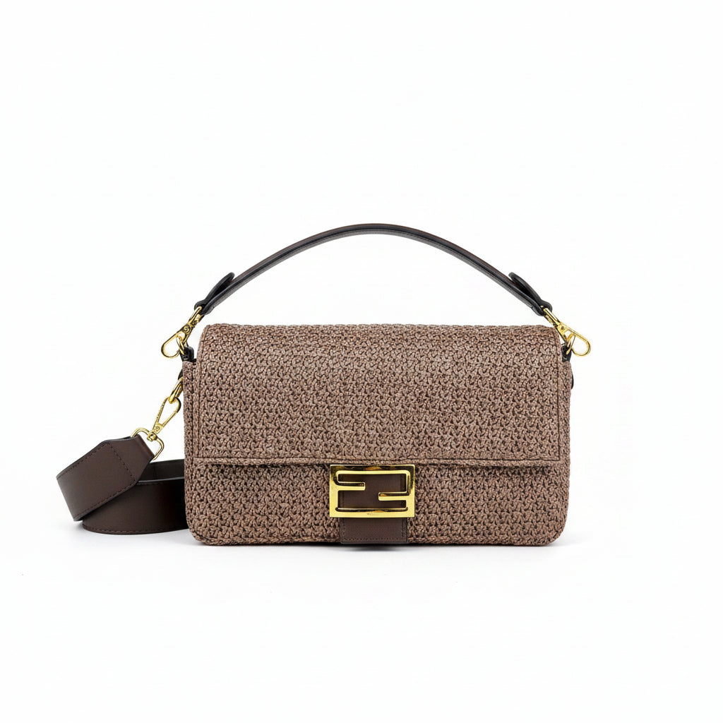 Fendi Woven Straw Bag with Gold Hardware 👜✨
