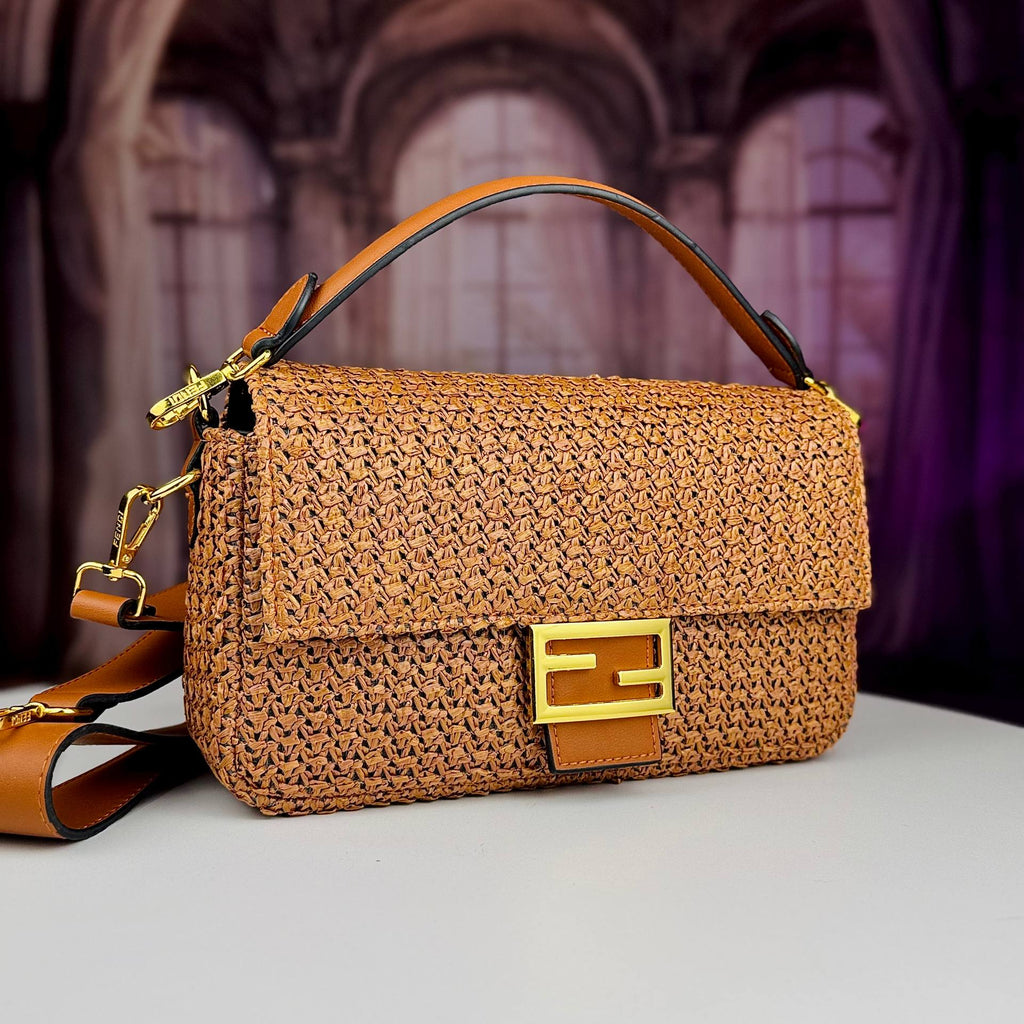 Fendi Woven Straw Bag with Gold Hardware 👜✨