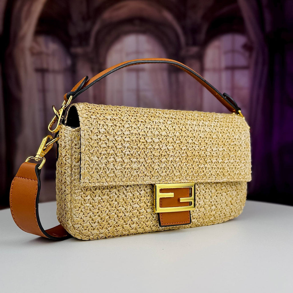 Fendi Woven Straw Bag with Gold Hardware 👜✨
