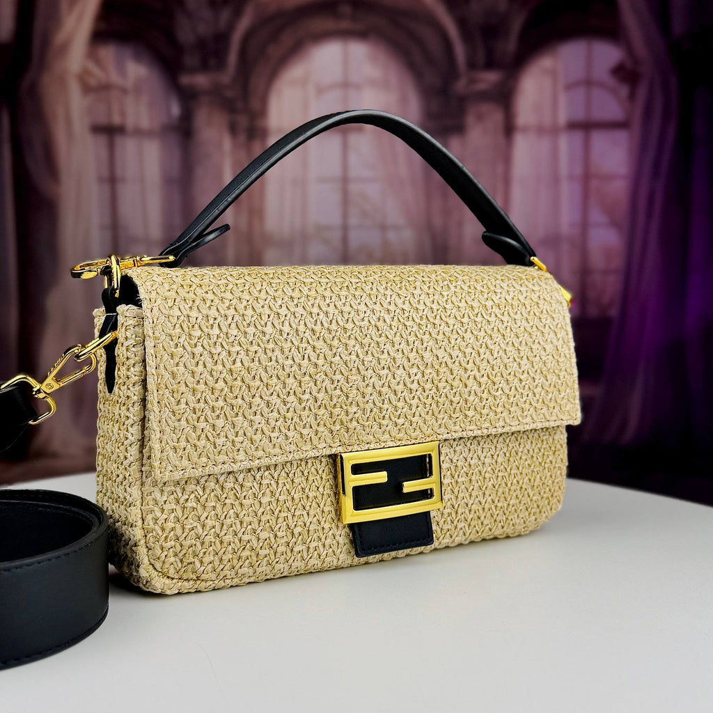 Fendi Woven Straw Bag with Gold Hardware 👜✨