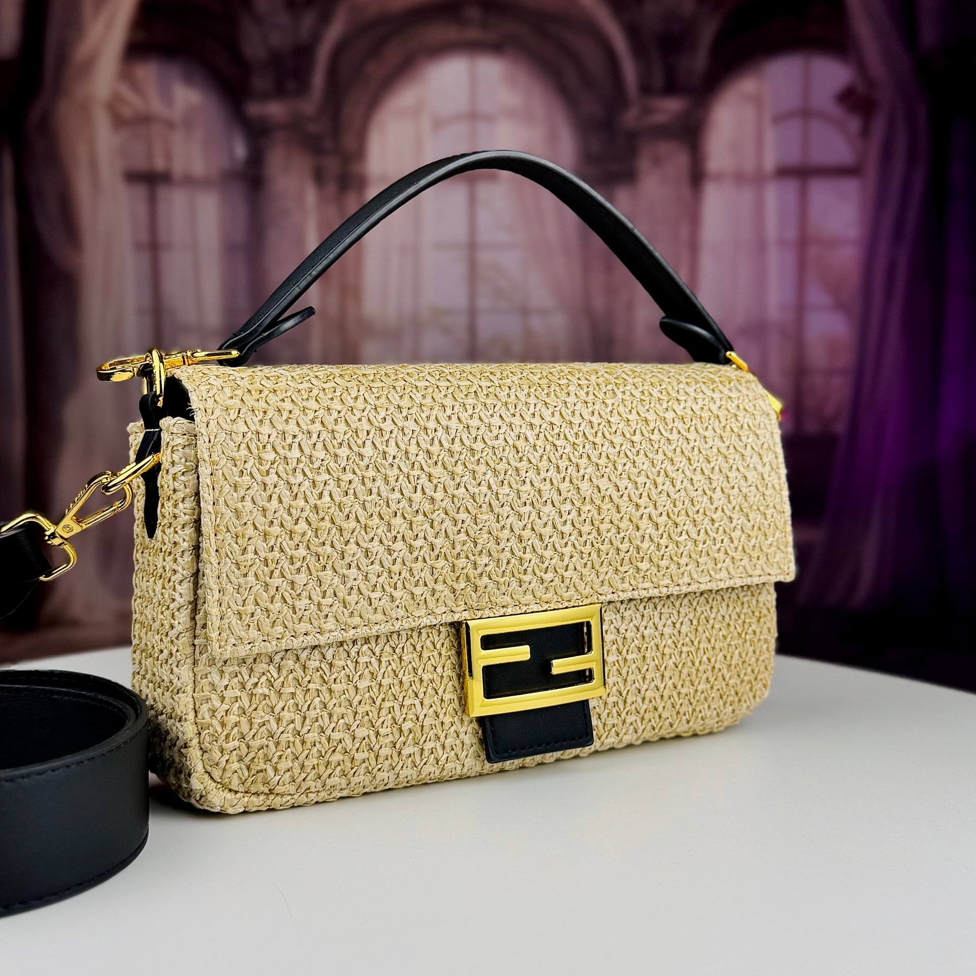 Fendi Woven Straw Bag with Gold Hardware 👜✨