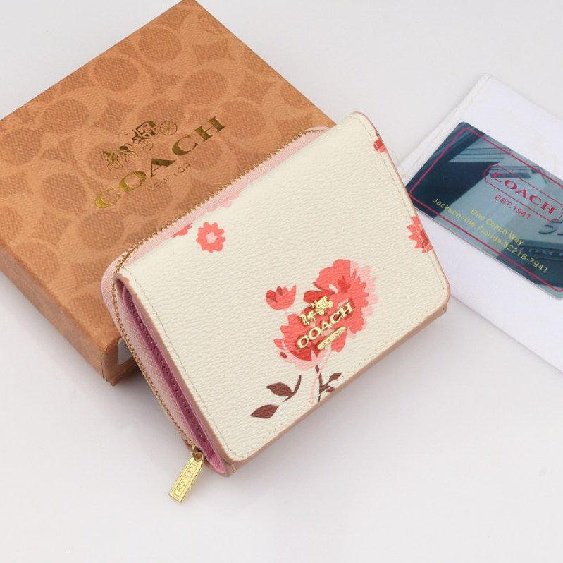Coach Floral Print Zip Around Wallet