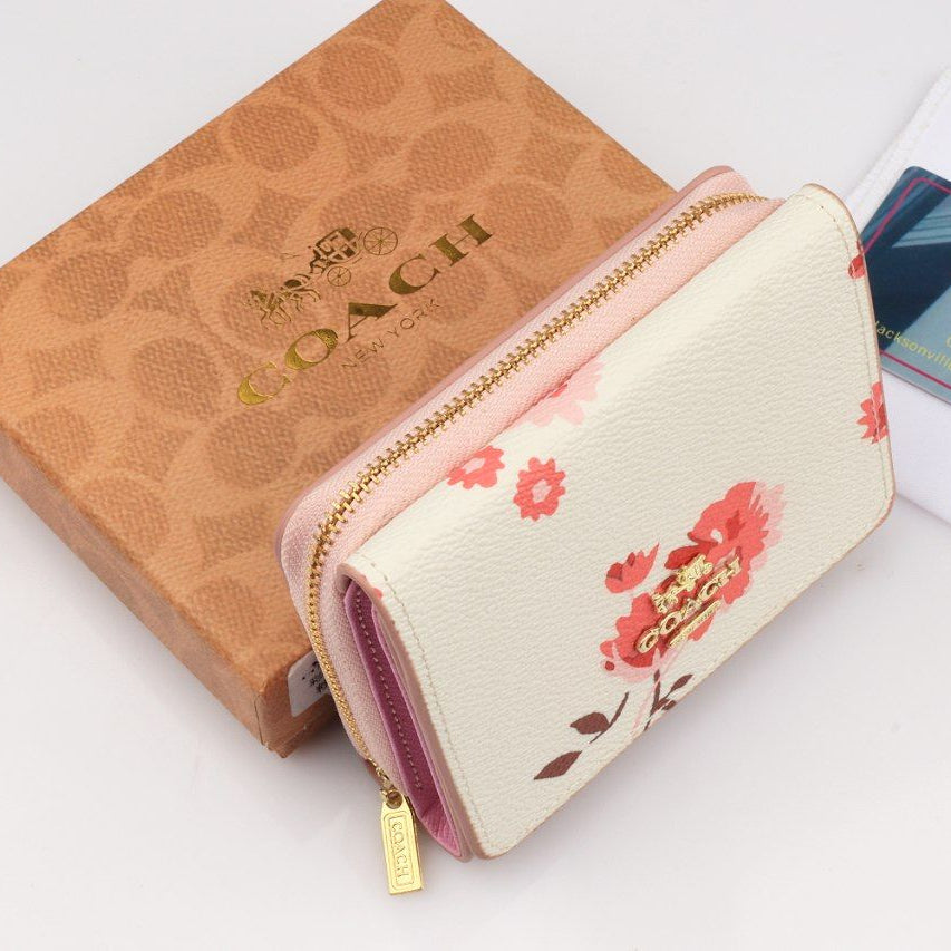 Coach Floral Print Zip Around Wallet