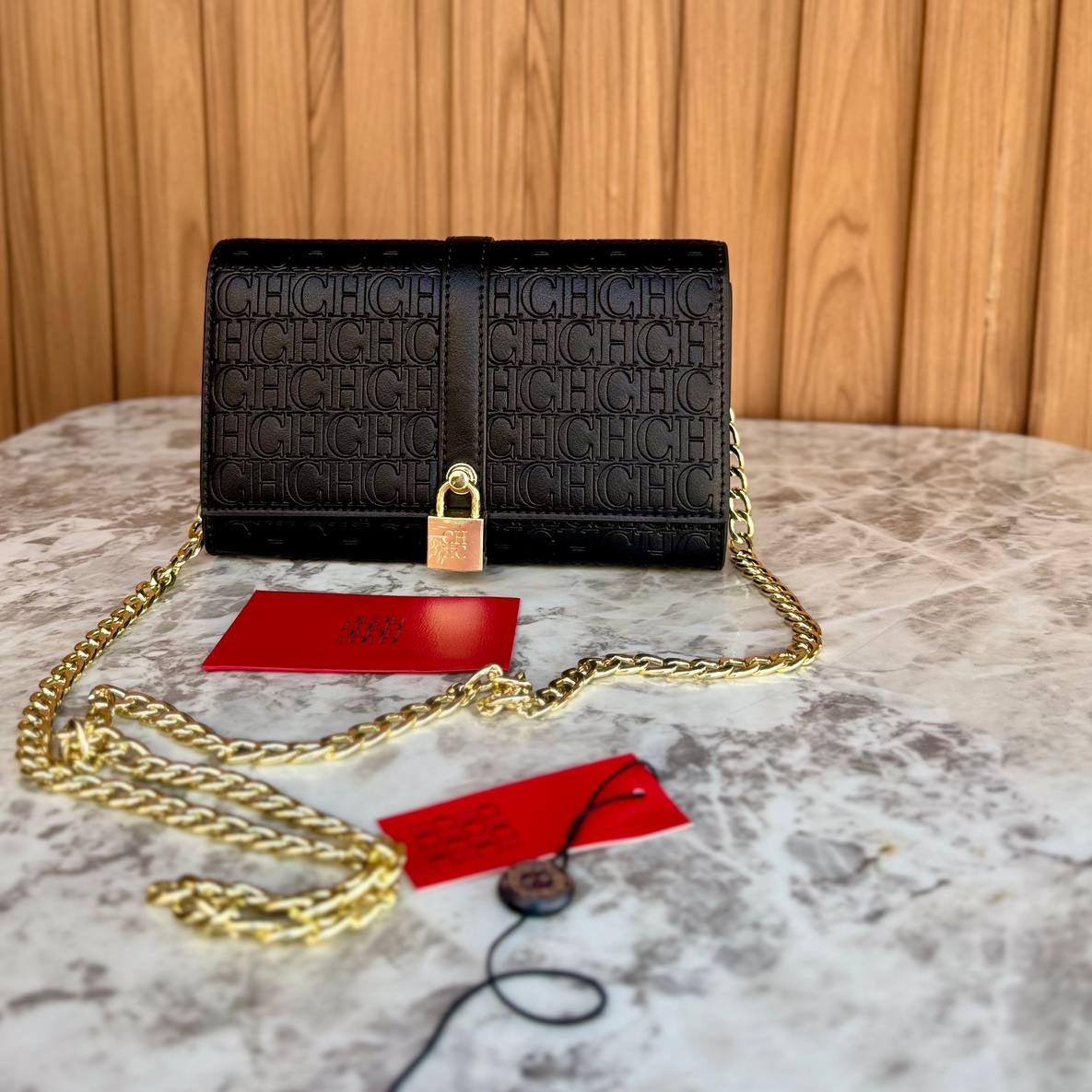 C.H Monogram Padlock Chain Bag in Burgundy