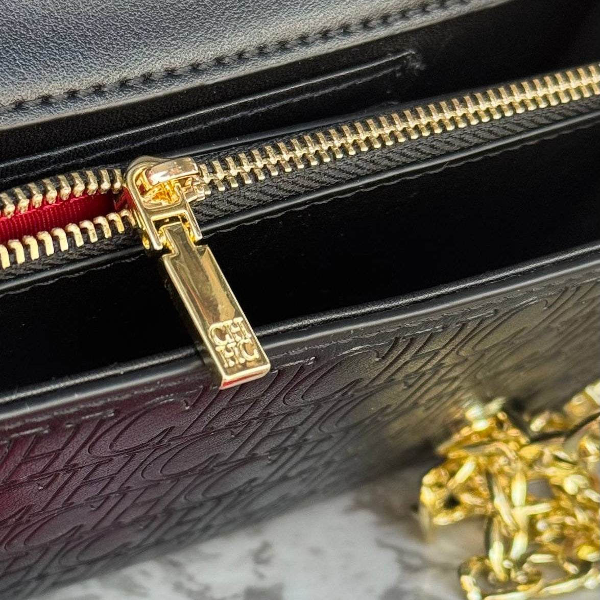 C.H Monogram Padlock Chain Bag in Burgundy