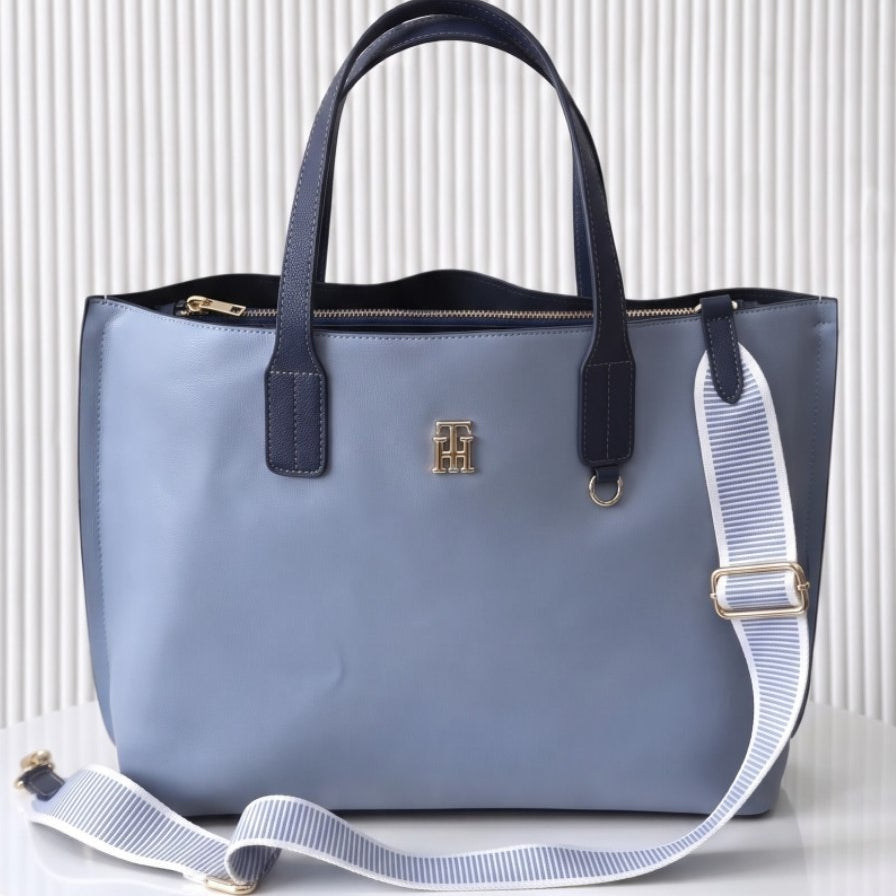 Tommy Hilfiger Dual Tone Signature Tote with Crossbody Strap