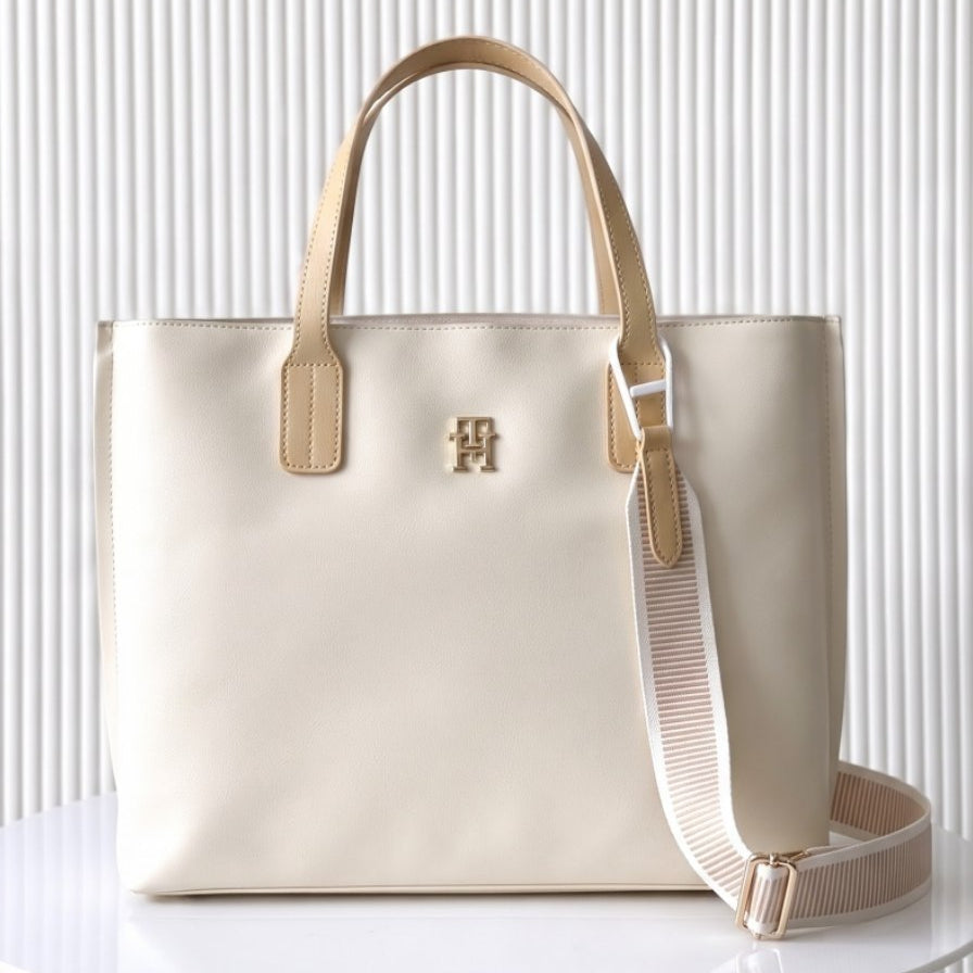 Tommy Hilfiger Dual Tone Signature Tote with Crossbody Strap