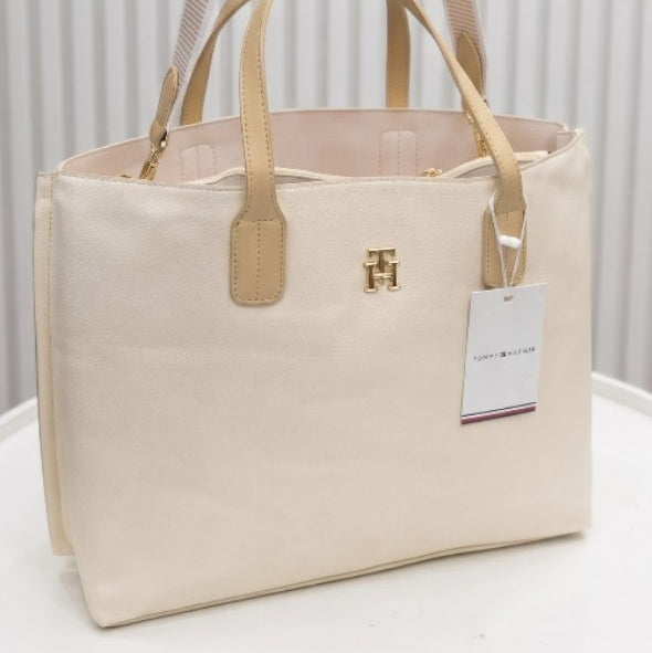 Tommy Hilfiger Dual Tone Signature Tote with Crossbody Strap