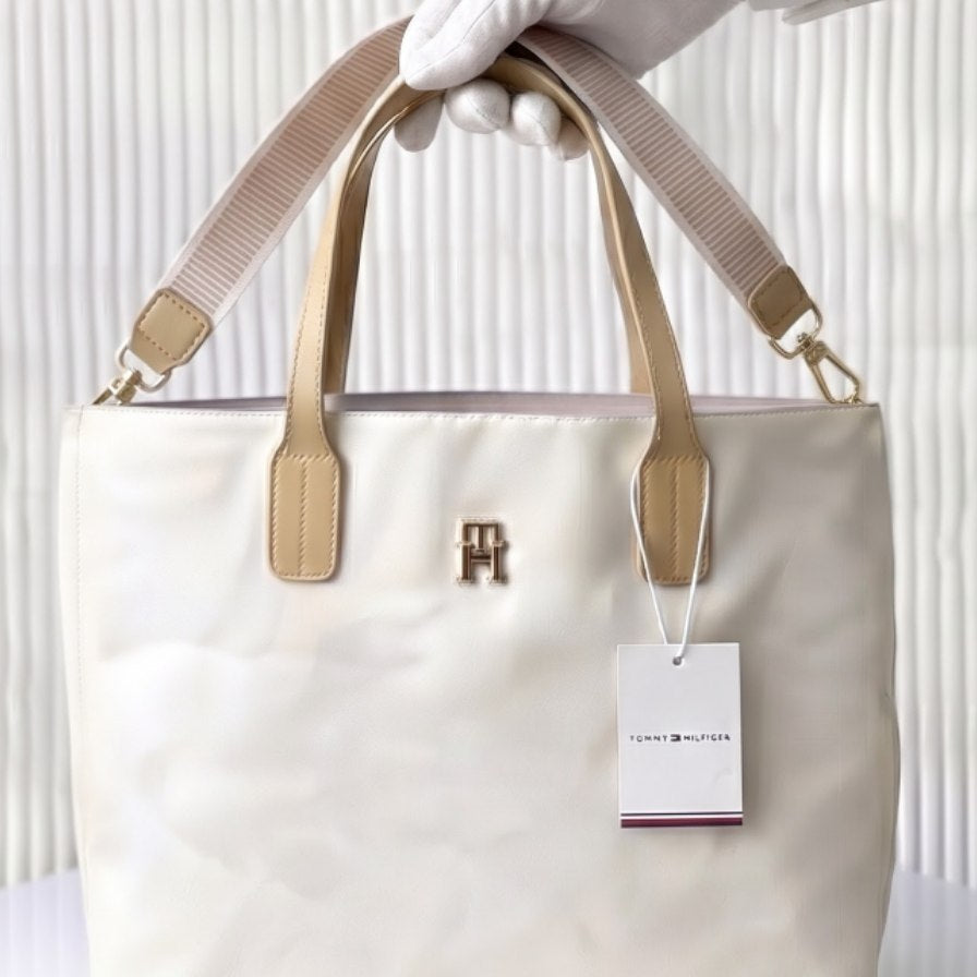 Tommy Hilfiger Dual Tone Signature Tote with Crossbody Strap