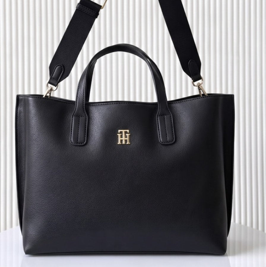 Tommy Hilfiger Dual Tone Signature Tote with Crossbody Strap