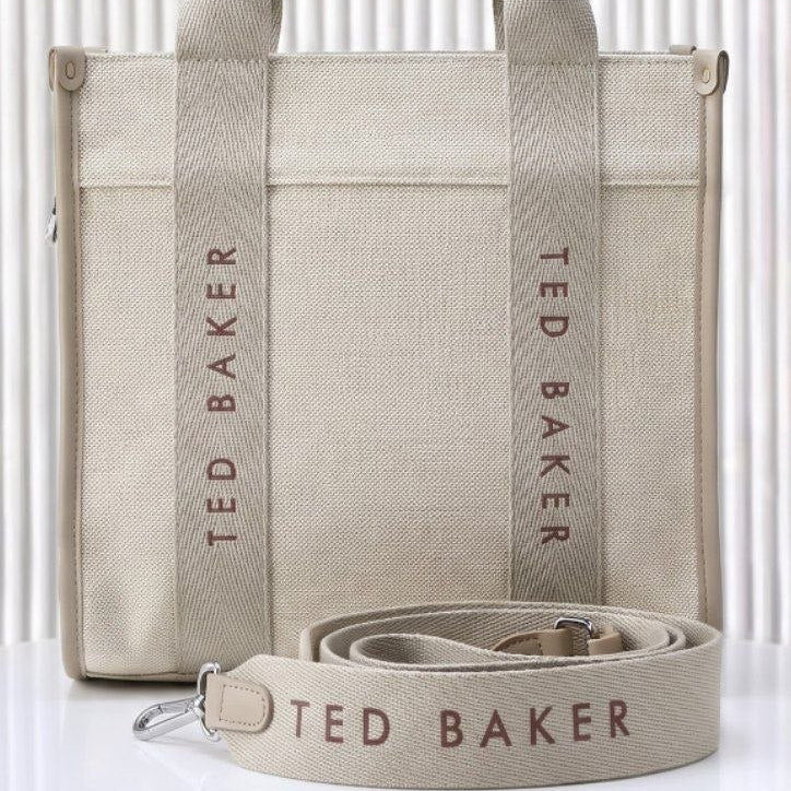Ted Baker Canvas Tote with Detachable Crossbody Strap
