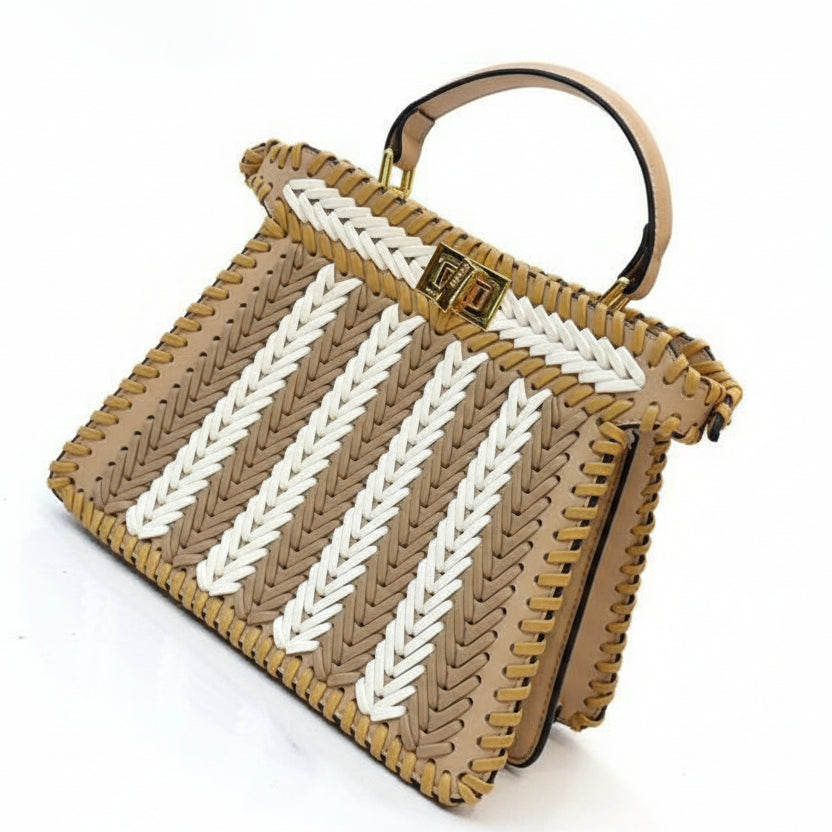 Fendi Beige & Black Handbag 👜 Chic Designer Style