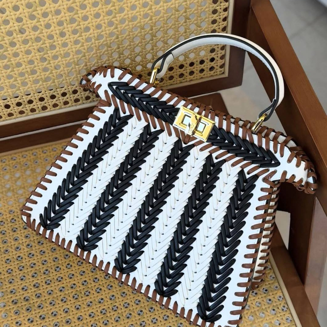 Fendi Beige & Black Handbag 👜 Chic Designer Style