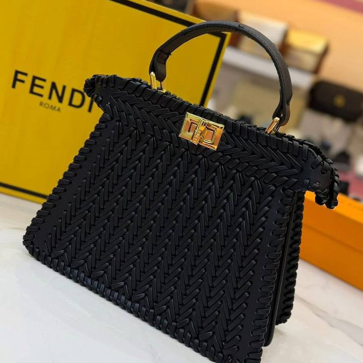 Fendi Beige & Black Handbag 👜 Chic Designer Style
