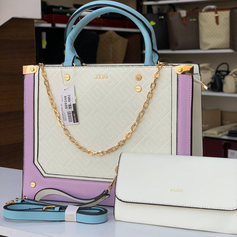 Aldo Burgundy & White Bag 👜 With Dust Bag & Box