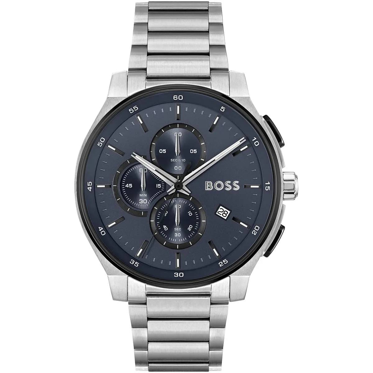 Boss Silver & Blue Stainless Steel Watch ⌚👔💎