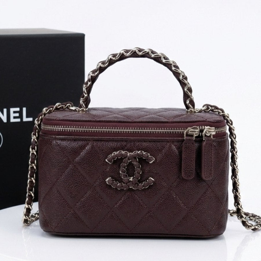 Chanel Caviar Leather Mirror Bag 👜 Burgundy or Pink