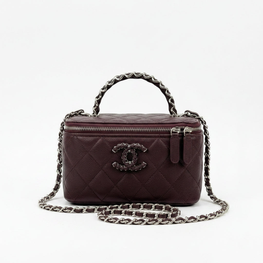 Chanel Caviar Leather Mirror Bag 👜 Burgundy or Pink