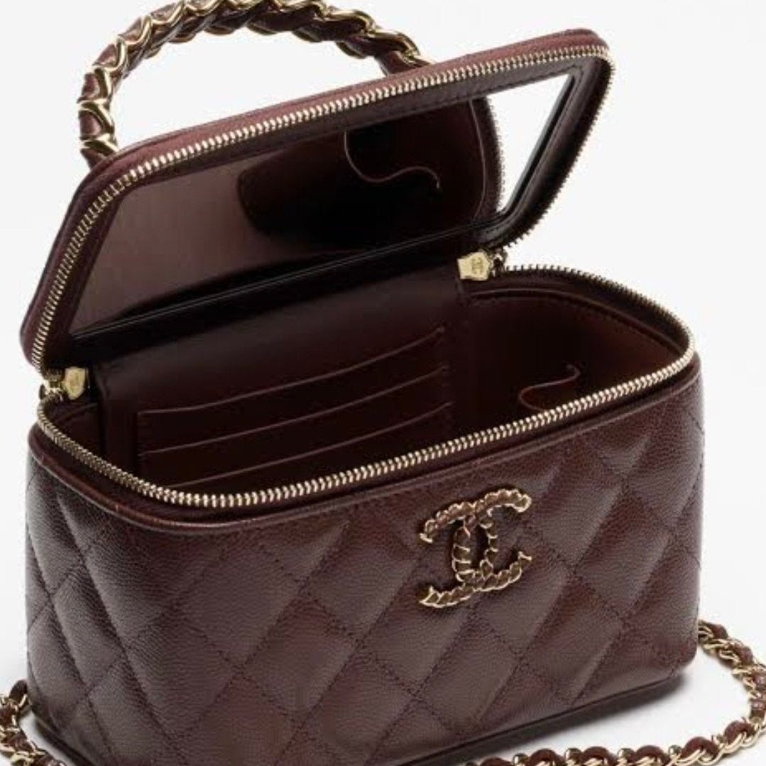Chanel Caviar Leather Mirror Bag 👜 Burgundy or Pink