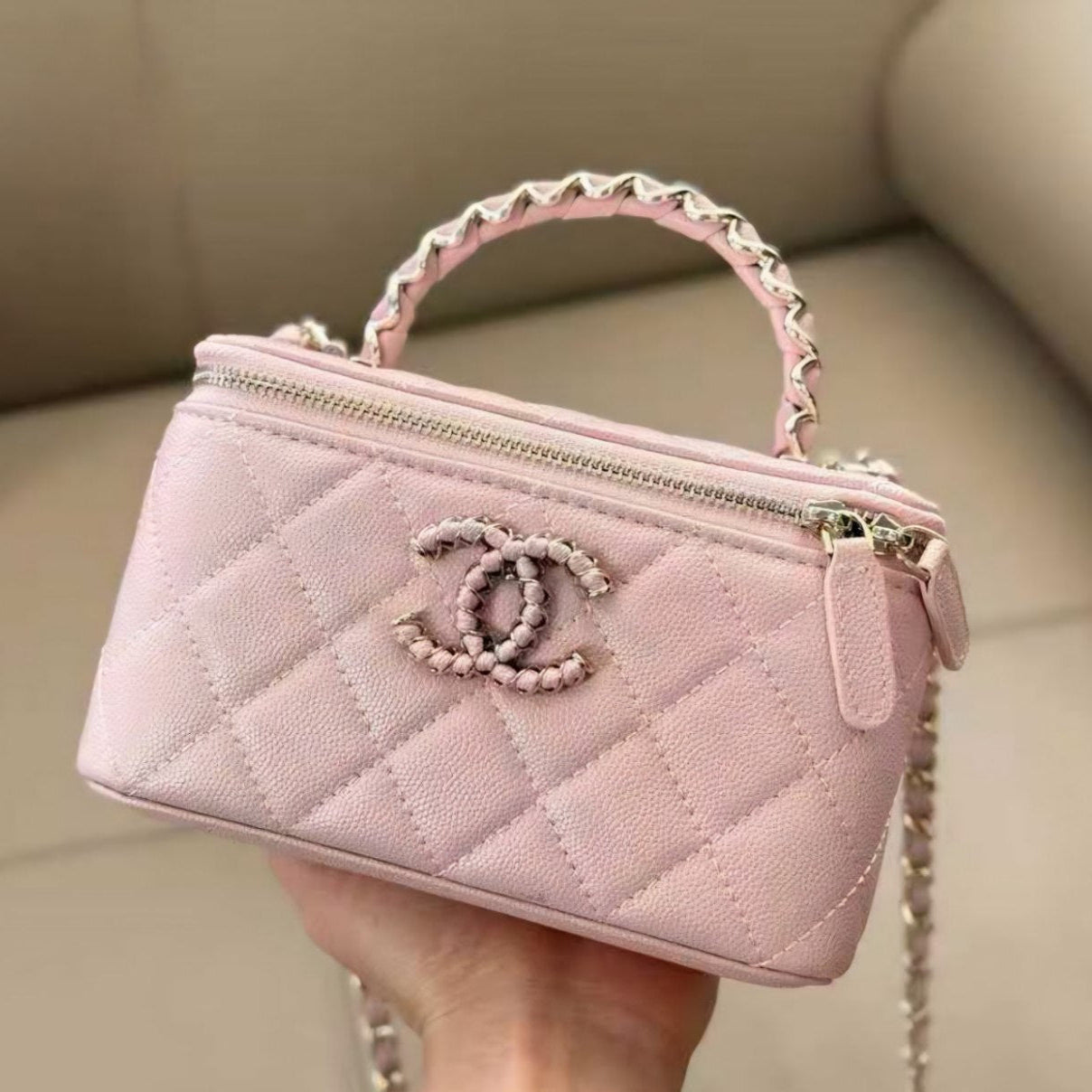 Chanel Caviar Leather Mirror Bag 👜 Burgundy or Pink