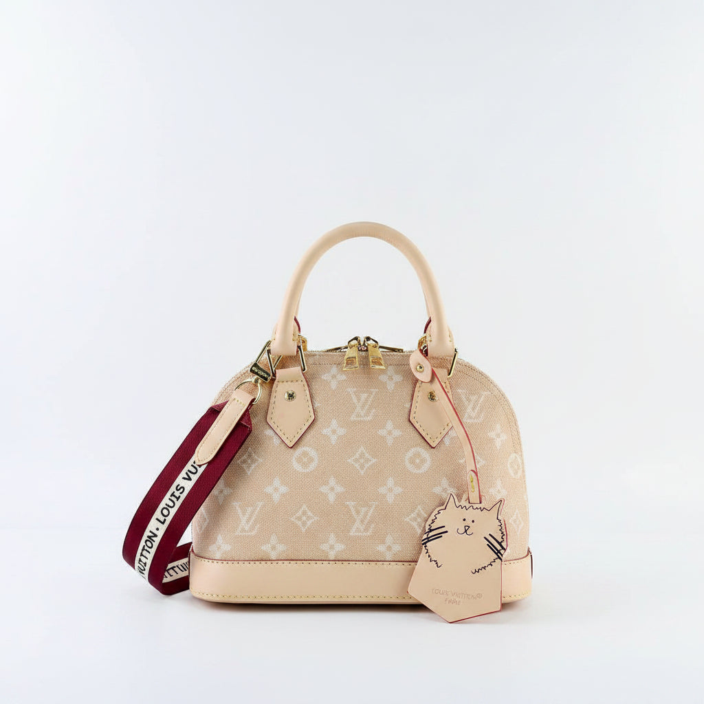 Louis Vuitton Cat Print Alma Bag in Beige and Red 🐱👜✨