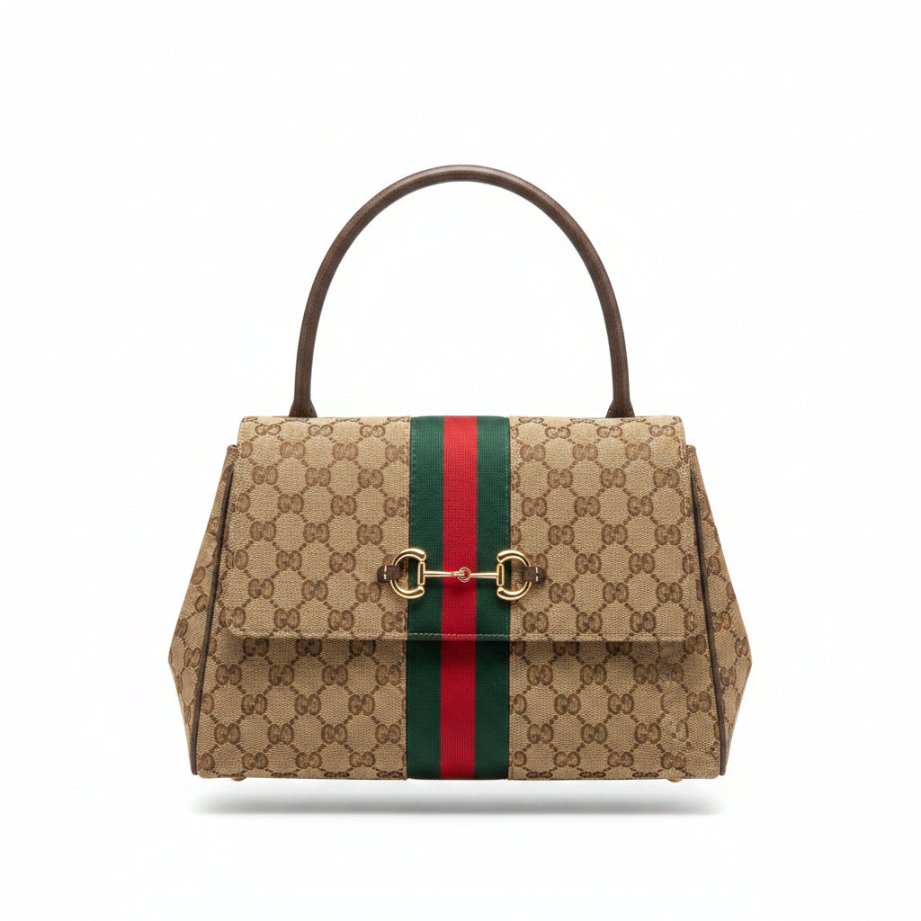 Gucci Horsebit Canvas Shoulder Bag with Signature Web Stripe 👜✨