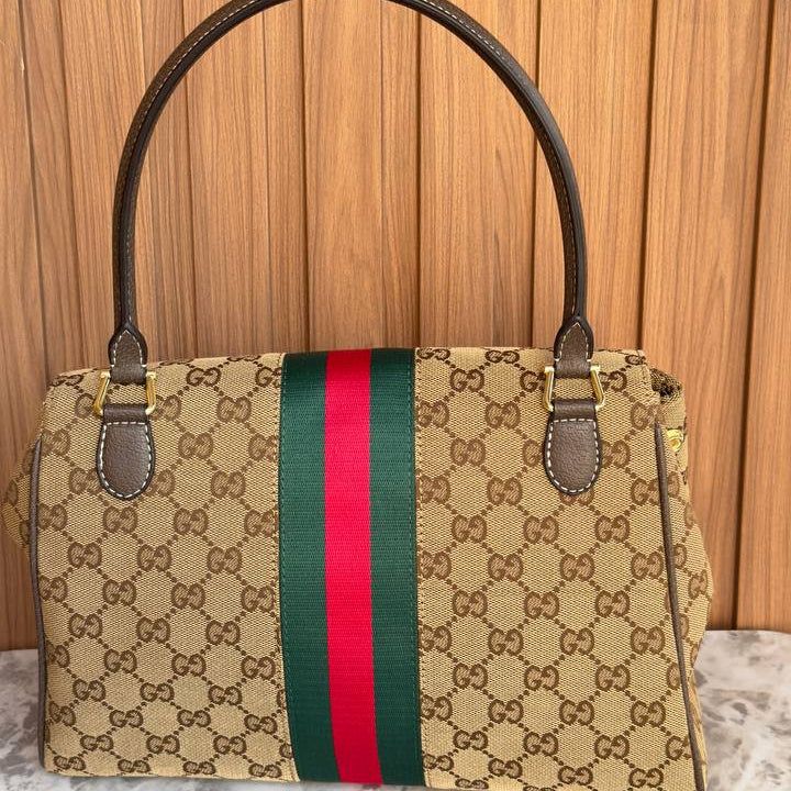 Gucci Horsebit Canvas Shoulder Bag with Signature Web Stripe 👜✨