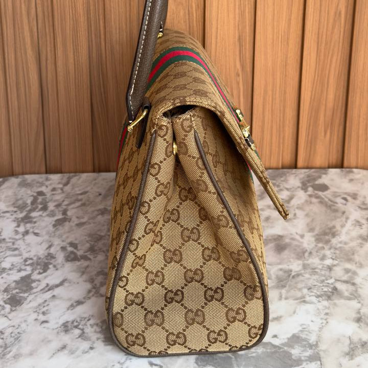 Gucci Horsebit Canvas Shoulder Bag with Signature Web Stripe 👜✨