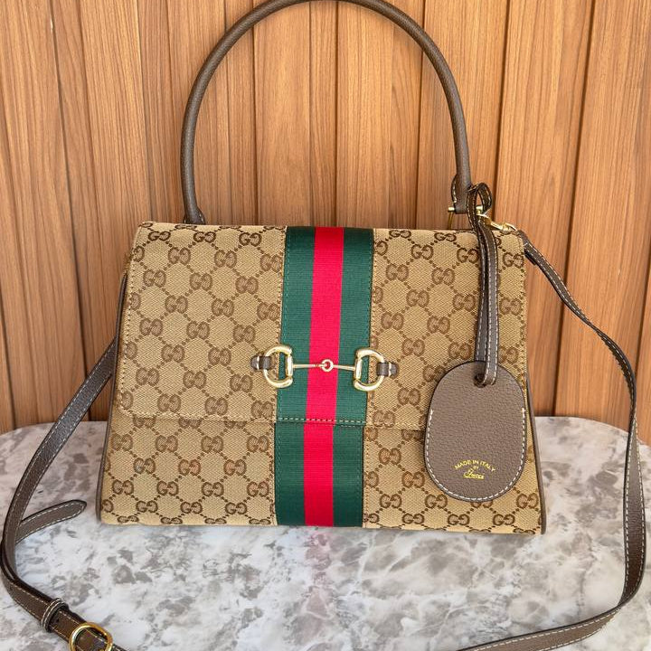 Gucci Horsebit Canvas Shoulder Bag with Signature Web Stripe 👜✨