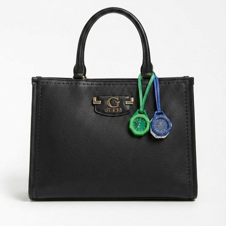 Guess Brown Handbag with Playful Functional Charm Watch Set 👜⌚