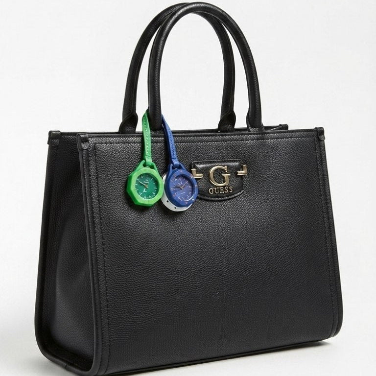 Guess Brown Handbag with Playful Functional Charm Watch Set 👜⌚