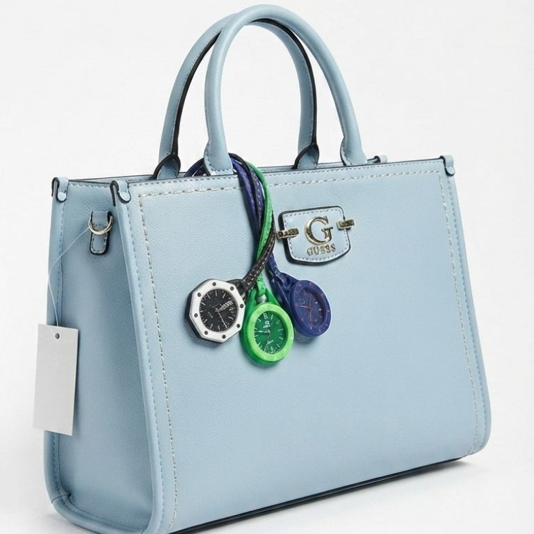 Guess Brown Handbag with Playful Functional Charm Watch Set 👜⌚