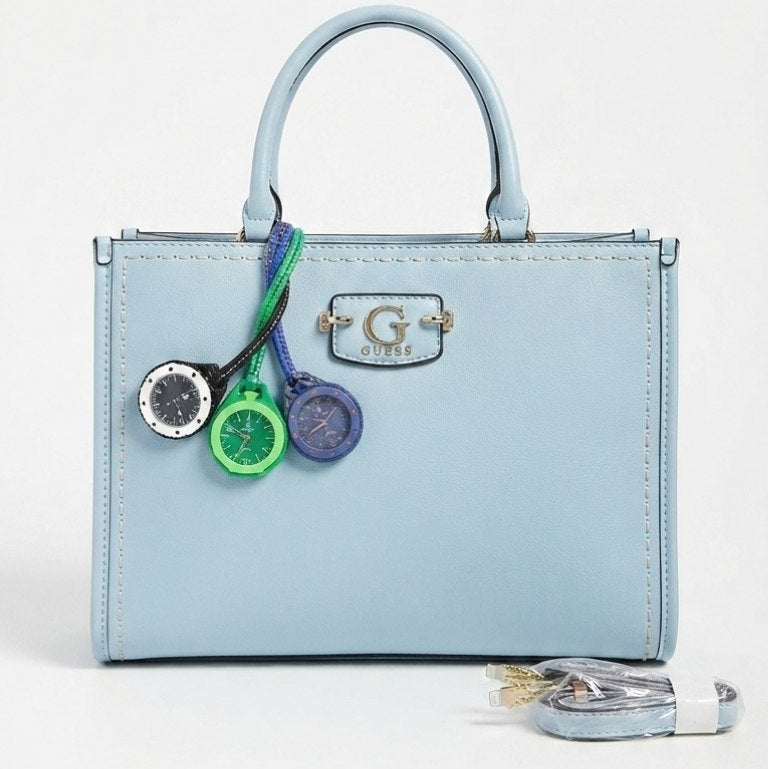 Guess Brown Handbag with Playful Functional Charm Watch Set 👜⌚