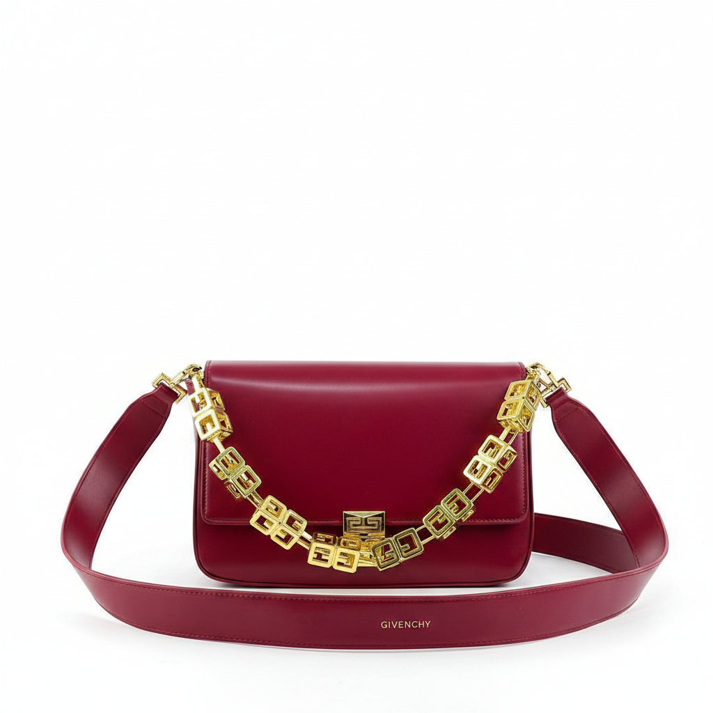 Elegant Shoulder Bag with Decorative Gold Tone Chain Detail