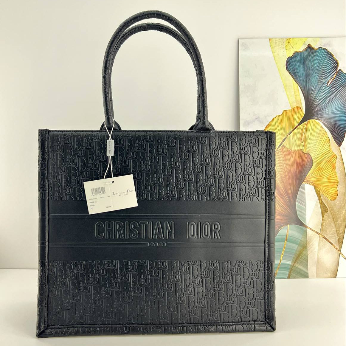 Christian Dior Embossed Black Signature Tote Bag